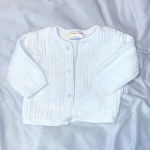 Hanna andersson white cable knit button up baby cardigan 6-12 months